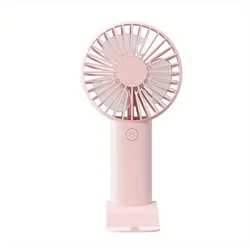 Rechargeable Portable Mini Handheld Fan with Phone Holder and Adjustable Speeds (Pink)