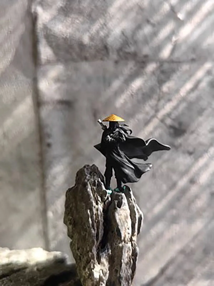 3D Painting Art Design of Jianghu Man Shape, Ancient Chivalrous Flower Pot Ornament, Rockery Landscape, Bonsai Furnishing, 23121