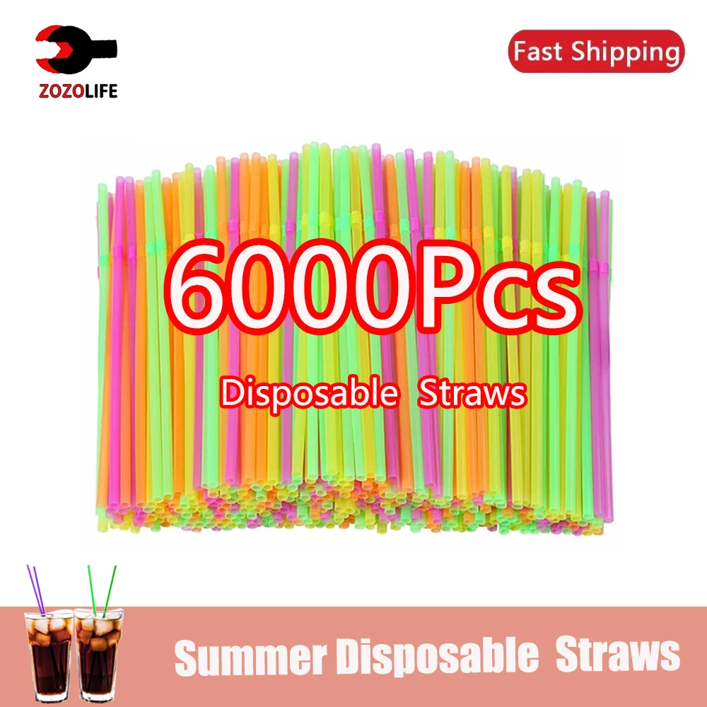 

50/600/6000PCS Black & Colorful Drinking Kunststof Straws Wholesale Bar Party Wedding Kitchen plastique pajitas Beverage Straws