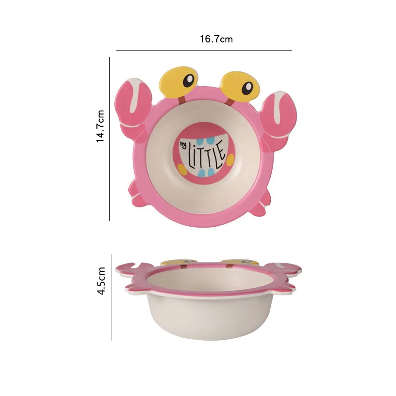 Bamboo Fiber Cartoon Toddler Plates - Fall-Proof Baby Feeding and Complementary Soup Bowls