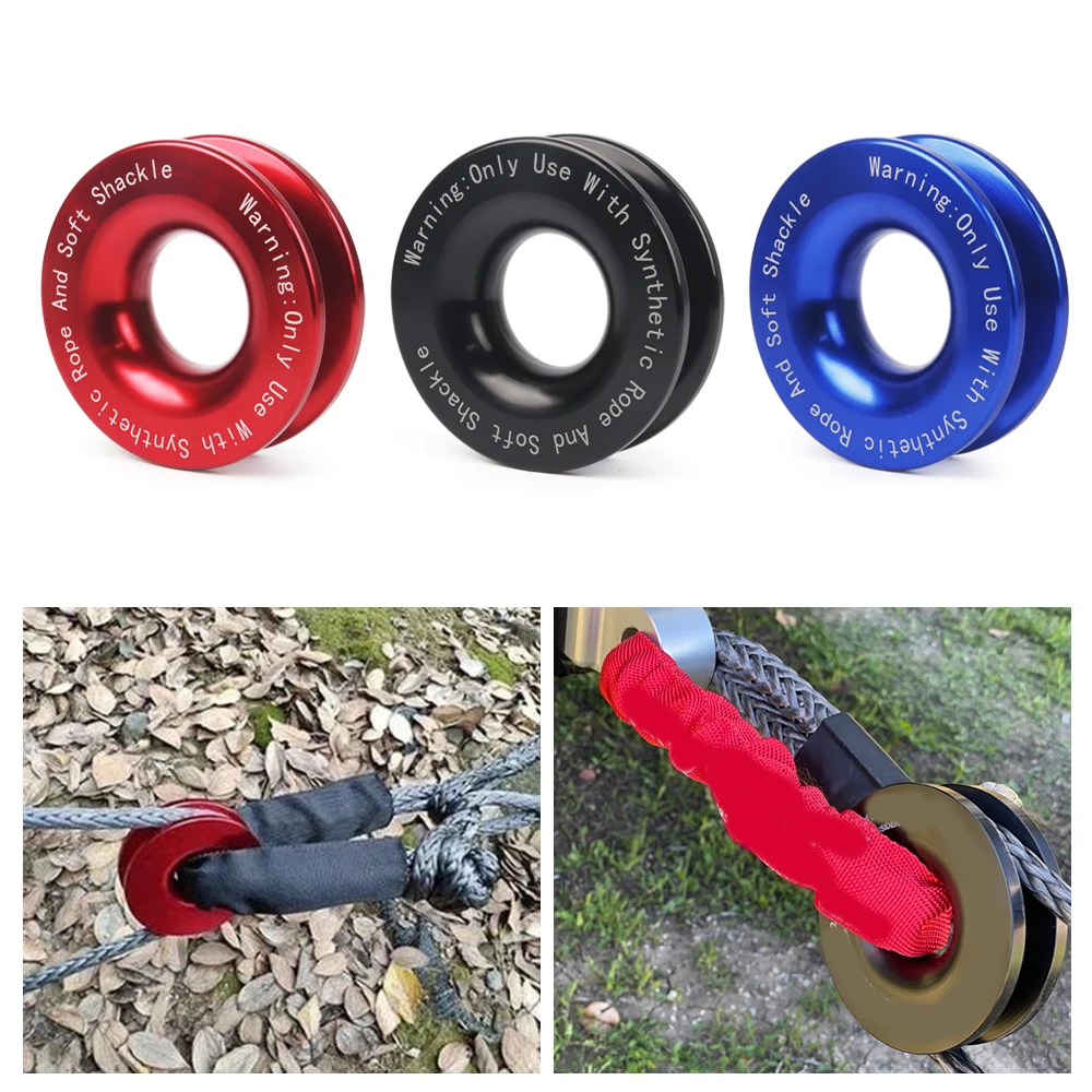 55000lbs Winch Rope Synthetic Soft Shackle + Recovery Ring Set Rugged Shackles With Protective Sleeve for Truck Vehicle Recovery winch rope set