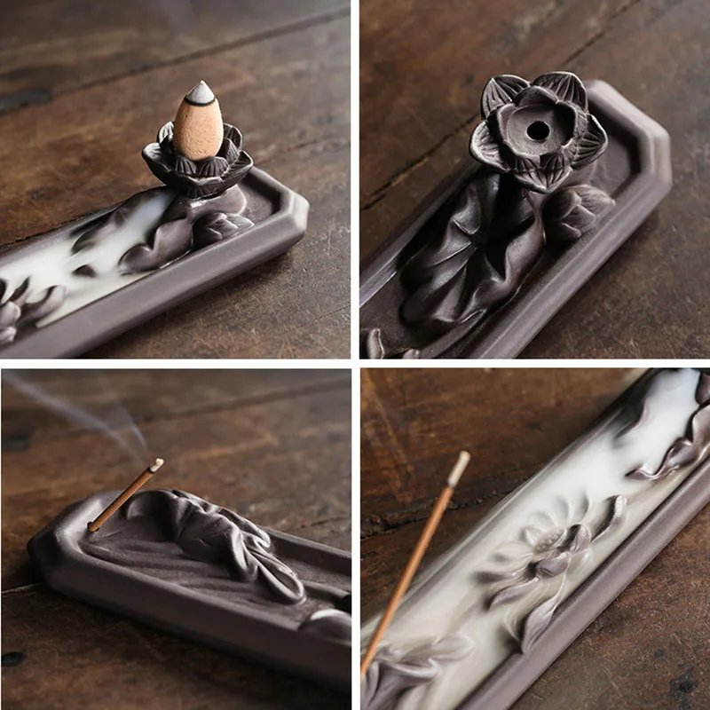 Retro Lotus Throne Censer Home Decorative Aromatic Sticks Holder Retro Insence Burner Holder Incense Zen Tea Ceremony Ornaments