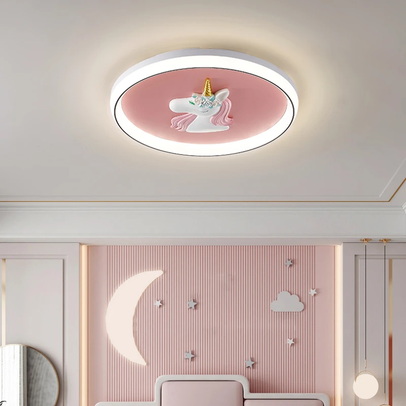 Cartoon Princess Room Ceiling Lamps Cute Unicorn Lamp Modern Creative