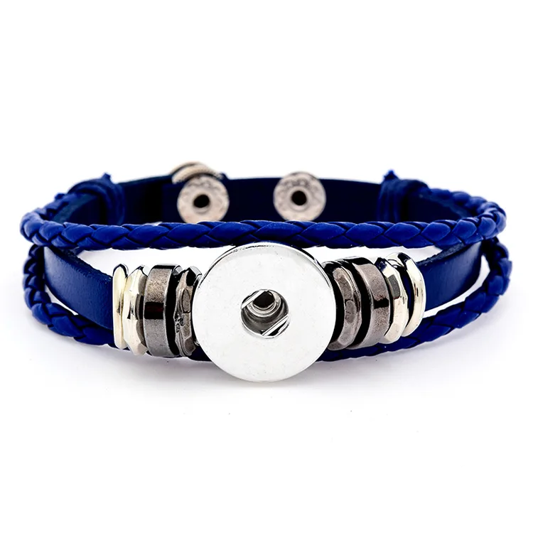 15pcs Leather Snap Button Bracelet  Braided Leather Snap Bracelets for Women Men Buttons Jewelry