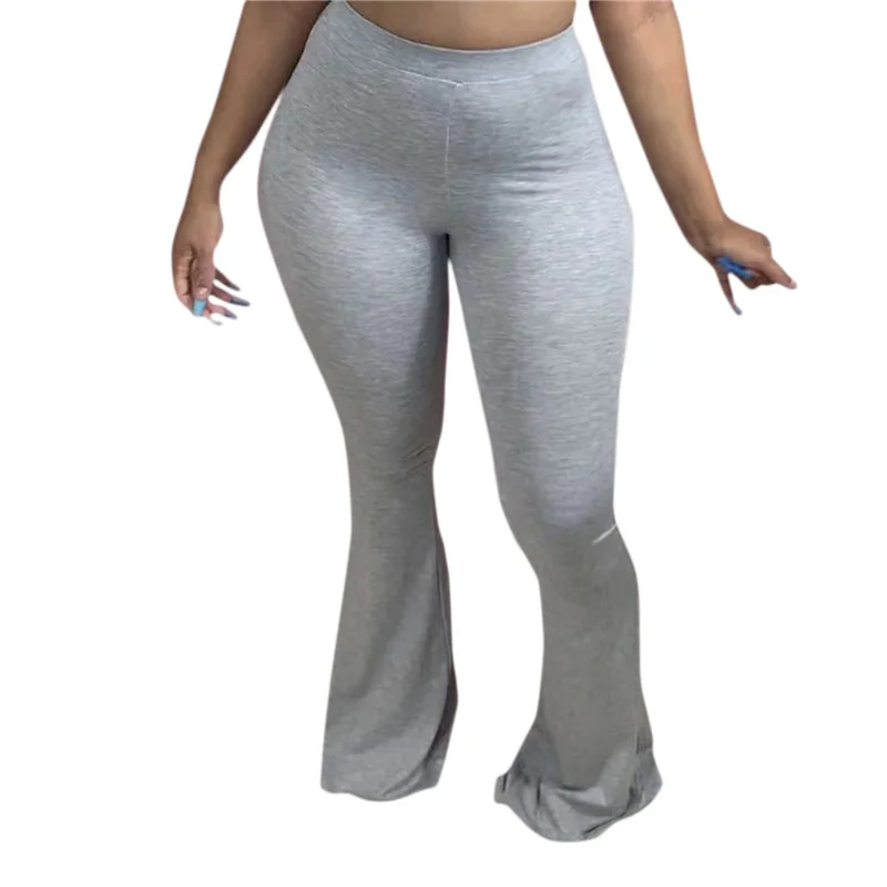 

2023 Women's high-waist stretch wide-leg flared trousers fall slimming big flared trousers hem slim pants jogging pants sweatpan