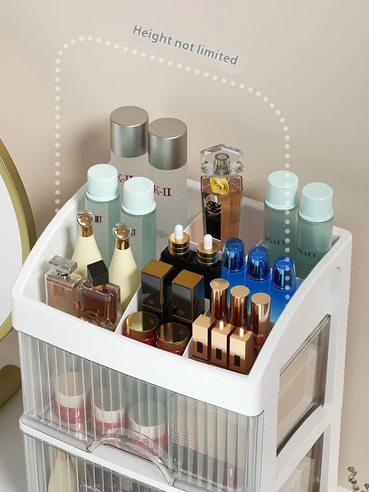 Drawer Layered Makeup Organizer Large Capacity PP Transparent Jewelry Skincare Makeup Desktop Storage Box Home Office Supplies
