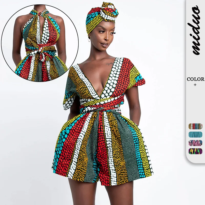 

YKSCO African Dresses Women DIY Bandage Dress Fashion Vintage Print Jumpsuit Long Skirt Party Clothes Robe Africaine Femme
