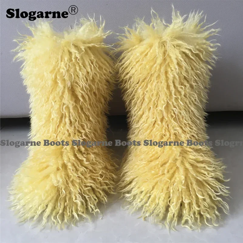 2026 Women Winter Snow Boots Outdoor Faux Wool Boots Luxury Furry