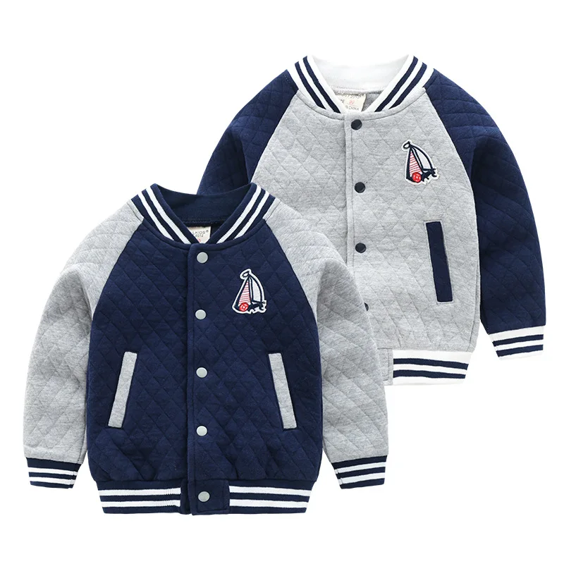 

Boys' Casual Colorblock Striped Embroidered Cardigan Baseball Jacket Autumn Long Sleeve Thick Sweatshirt for Kids 2-7 Years Old