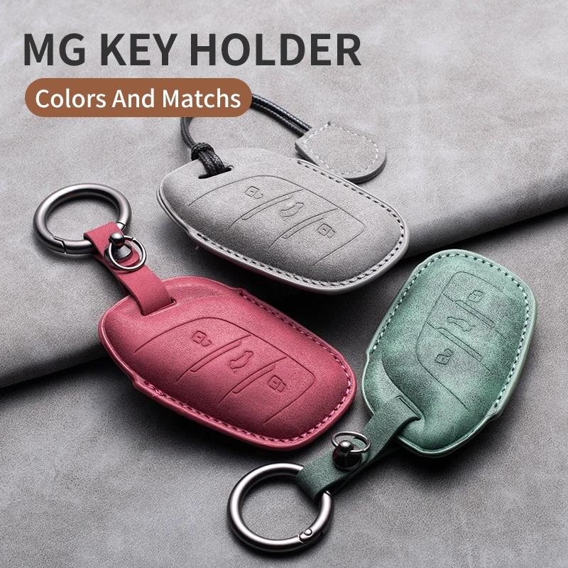 PU 가죽 자동차 스마트 원격 키 케이스 커버 가방 쉘 홀더 수호자 MG ZS EV MG6 EZS HS EHS 2019 2020 키 체인 액세서리