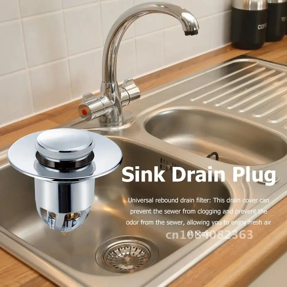 

New push type stainless steel bounce core drainage filter universal wash basin sink bathroom bathtub plug water stop.
