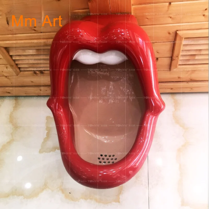 Special Shape Big Red Mouth Urinal Red Lip Personality Ceramic Urinal