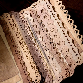 10pcs/pack Vintage Floral Lace paper Scrapbook Materials DIY Photo Album Collage Journalling Creative Stationery Material paper