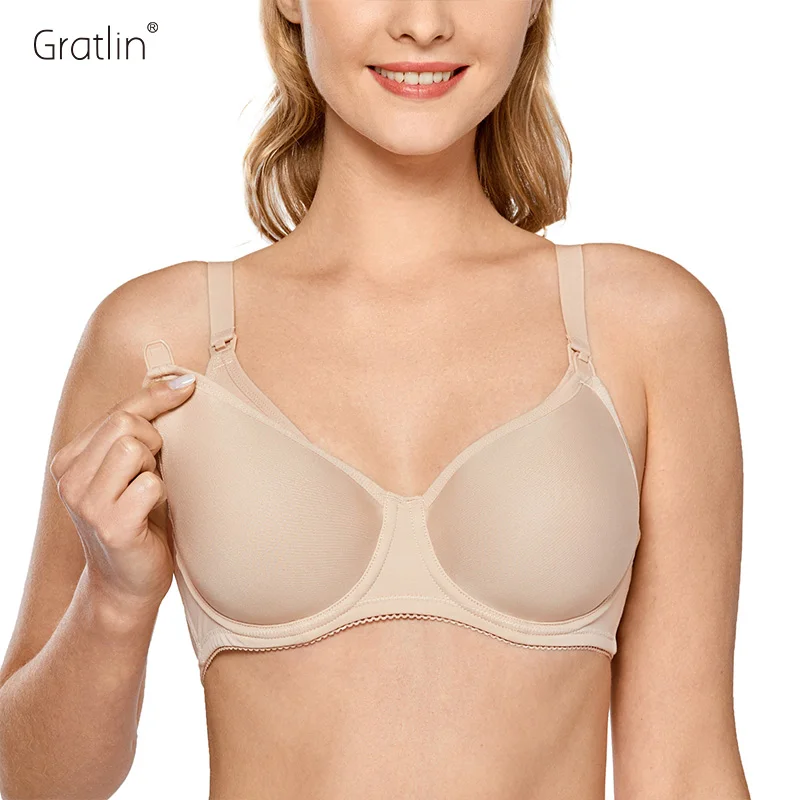 Gratlin Underwire Maternity Nursing Bra Plus Size Breastfeeding Support Full Sling Padded Underwear F G H Lingerie For Women