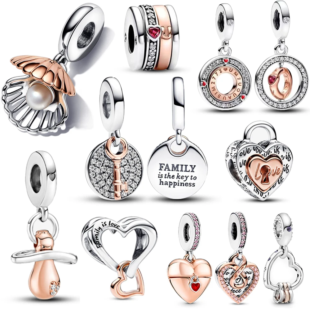 Silver charm jewelry authentic rose gold pacifier baby dummy dangle charm fit original bracelet 925 sterling silver DIY pendant kids birthday