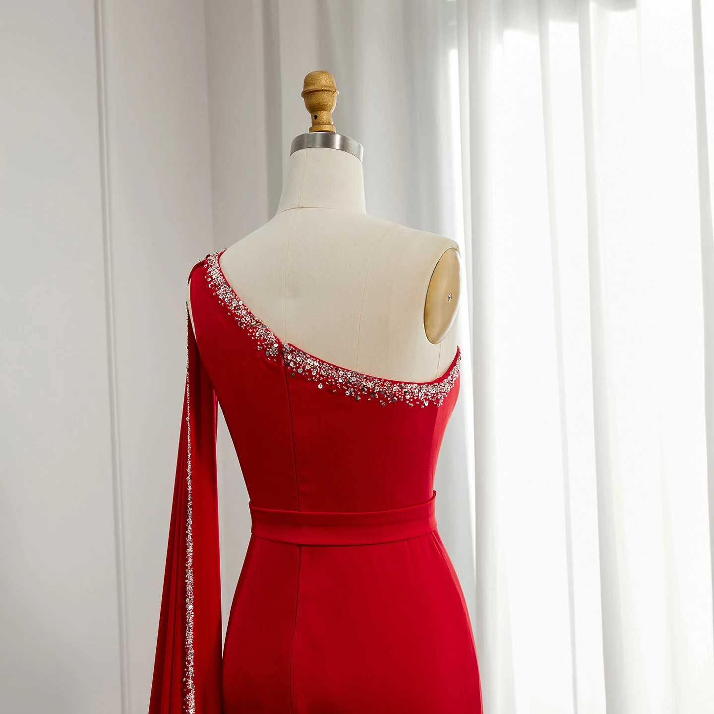 S56d5f8af163b446db4f11647c24ab3bcU Arabic Burgundy One Shoulder Evening Dress with Cape Sleeve Women for Wedding Luxury Dubai Formal Party Gowns Mallzona