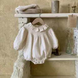 Body en coton à col à volants pour bébé, vêtements pour nourrissons à manches longues, combinaison décontractée pour garçons et filles de 0 à 24 mois, nouvelle collection printemps automne 
