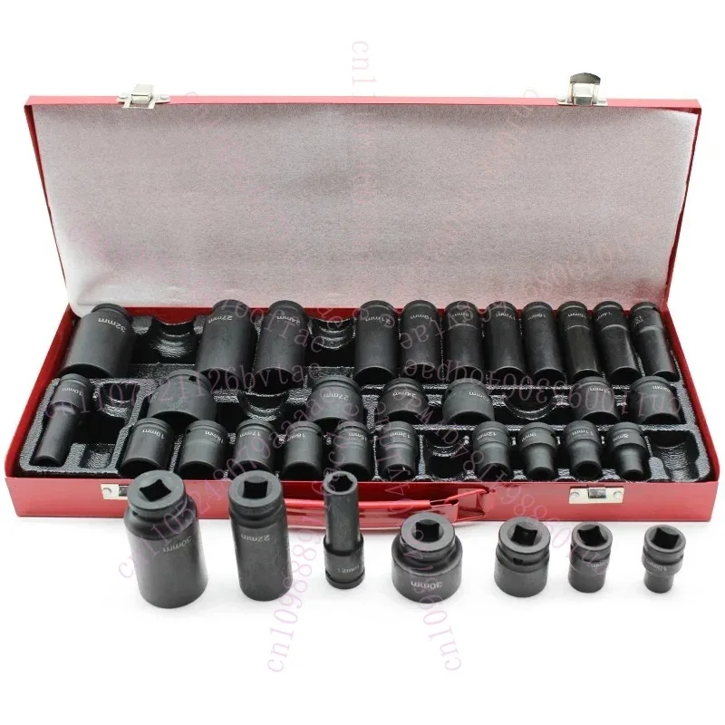 1/2인치 드라이브 35피스 딥 듀티 임팩트 소켓 공구 세트, 차고용 렌치 헤드 8-32mm, 자동차 수리 공구(케이스 포함), 작업장 공구