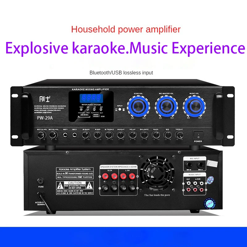 

RNABAU AV2.0 High-Power Stage Professional KTV Karaoke Bluetooth HIFI Heavy Bass Home Amplifier High-Power Amplifier