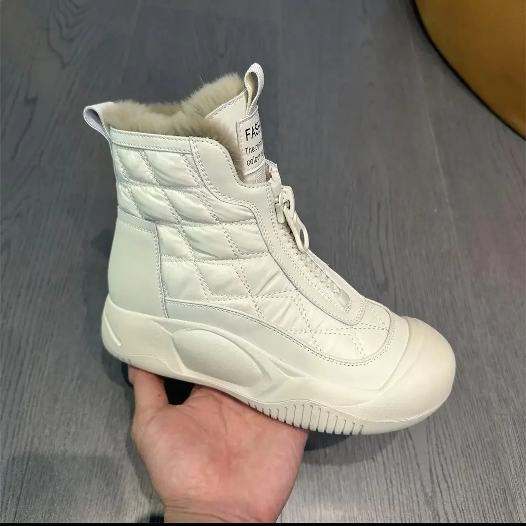 2023 autumn and winter new retro snow boots soft soled waterproof cotton shoes with velvet thickened warm high top women's shoes