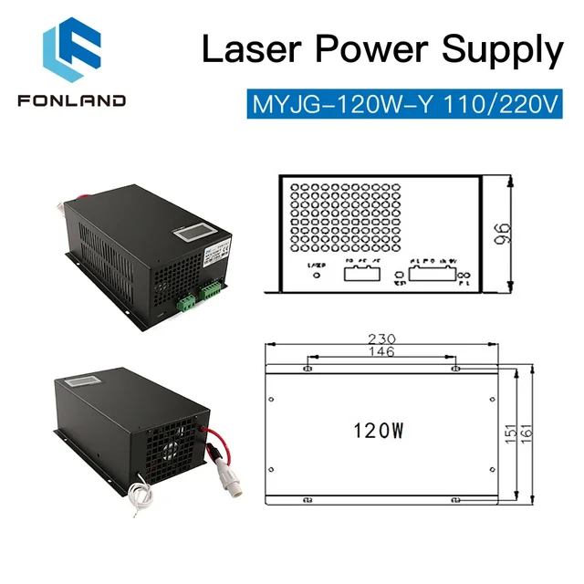 FONLAND 120W Laser Power Supply Source MYJG-120W 110/220V With Display Screen for Co2 Laser Tube Cutting Machine Source 5