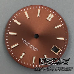 Premium 29mm Sunburst Green Luminous Watch Dial with Black, Pink, Gold Hand Set (Brown rose)
