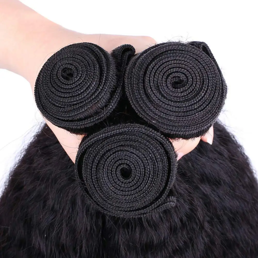 Kinky Straight Human Hair Bundles 30 Inch Sew in