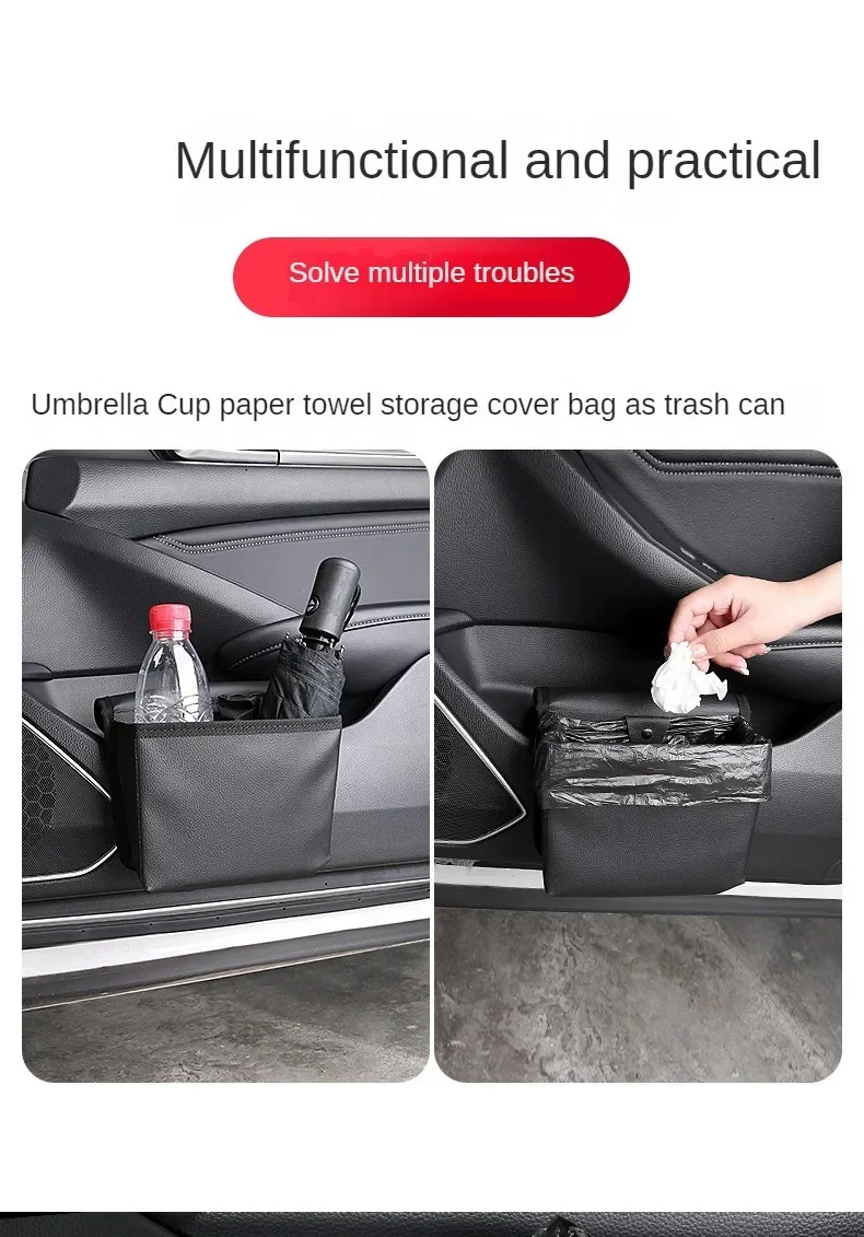 Car Trash Can – Foldable Car Storage Box & Seat Back Organizer Bag