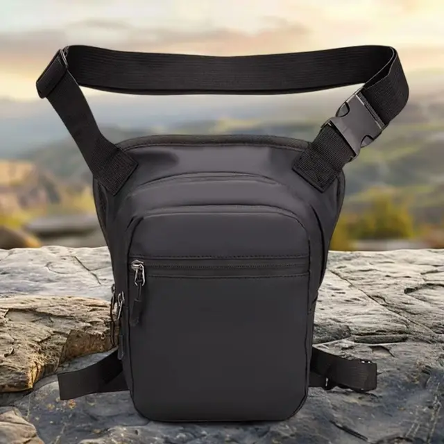 Large Capacity Cycling Drop Leg Bag PU Leather Zipper Multi-Function Fanny Pack Breathable Durable Travel Chest Bag Men 2