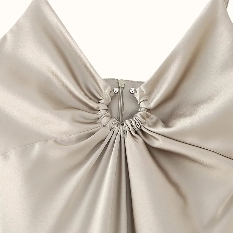 Soft 2025 Woman Fashion Long Hollow Decorative Satin Camisole Dress Casual  Slim Sleeveless Backless Midi Long Dresses Vestidos - AliExpress 200000345