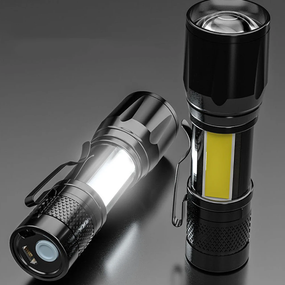 

XPE+COB Powerful Flashlight 3 Modes Portable Camping Light Telescopic Zoom Camping Lantern USB Rechargeable for Hiking Emergency