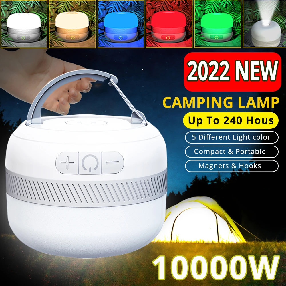 10000W Camping Light Outdoor Type-c Charging 240 Hours Tent Lamp Portable Lantern Night Emergency Bulb Work Repair Lighting BBQ camping light portable lanterns camping lamp camping lantern