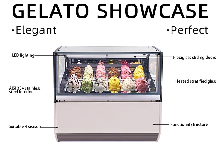 Prosky Commercial Used Convenience Store Cake Gelato Ice Cream Display Refrigerator Equipment - Image 2