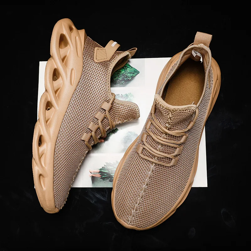 Brown breathable running sneakers—lightweight & designed for comfort. -1