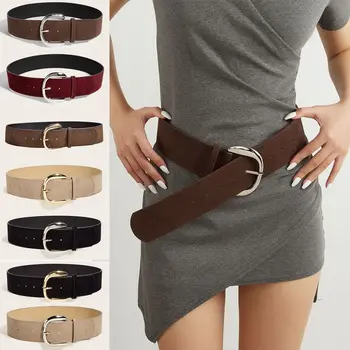 Maillard Styles Suede Leather Wide Belt Trendy Casual Pin Buckle Waistband Luxury Design Versatile Trouser Dress Belts Gifts 1