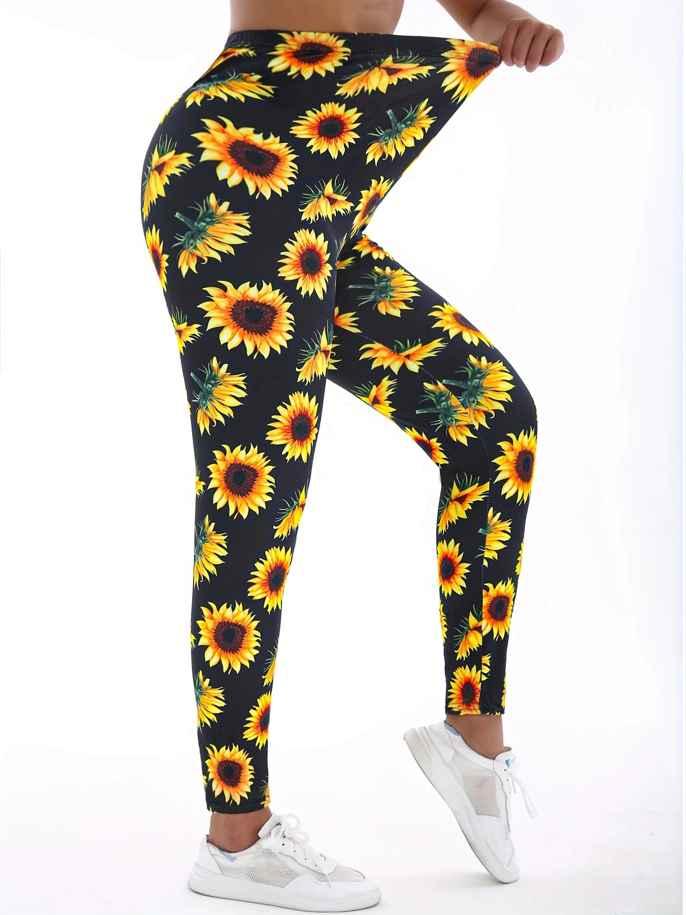 Sunflower Brushed Printed Tight Pants For Women Imitation Denim Legging High Stretch Fitness Yoga Pants Sexy Pencil Pants 5