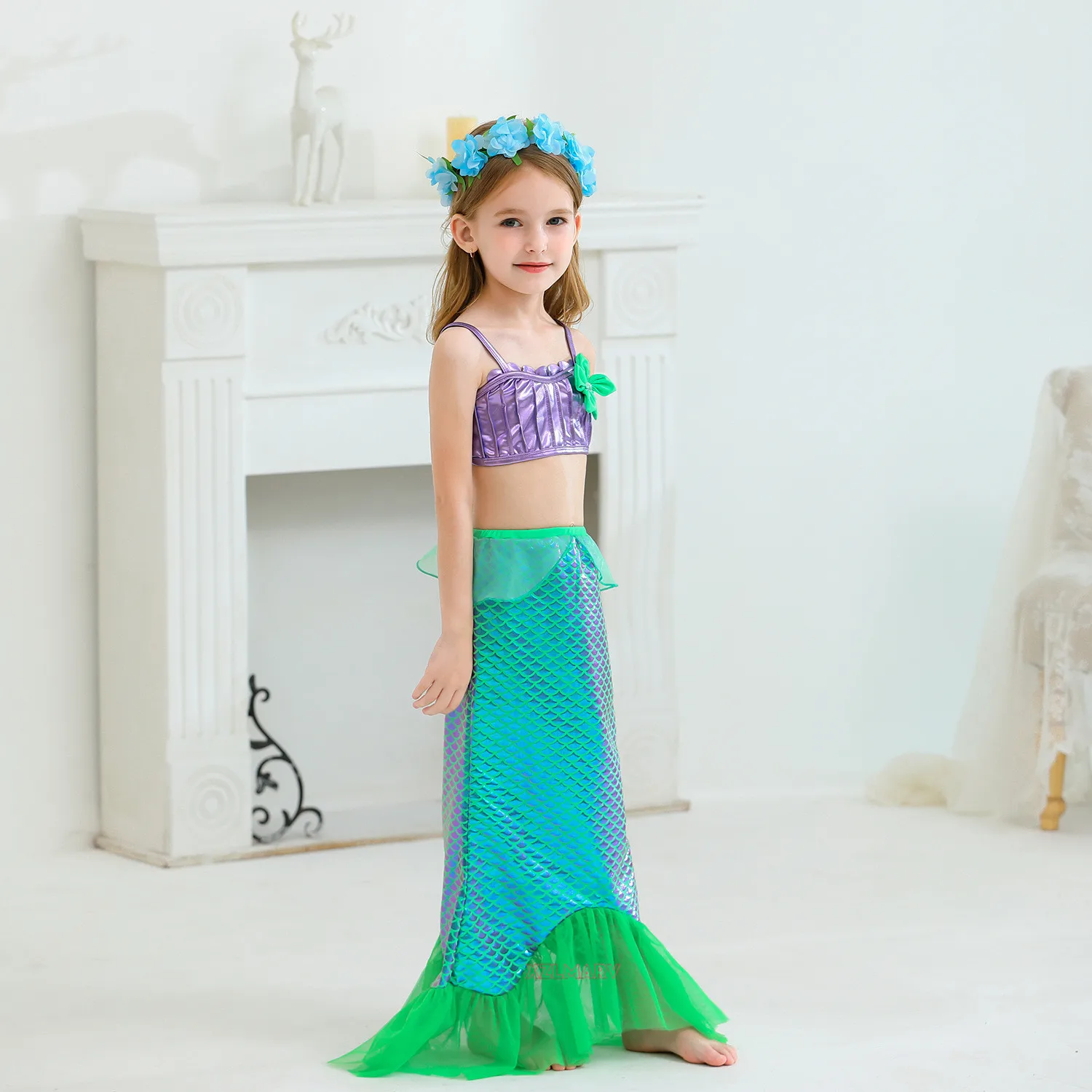 Mermaid Dress for Girl Ariel Prom Princess Cosplay Costume for Kids Girls Birthday Party Halloween