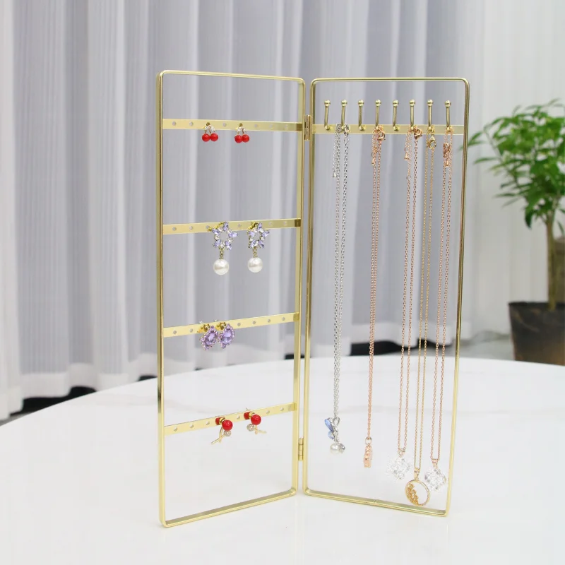 Door Jewelry Display Rack Metal Earring Storage Rack Collapsible Necklace Bracket Holder Counter Display