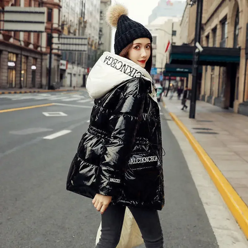 

Winter Coat for Women Coats Parkas Jackets Hooded Cotton Padded Jacket Bright Face Korean Fashion Women's Winter Jacket 2022