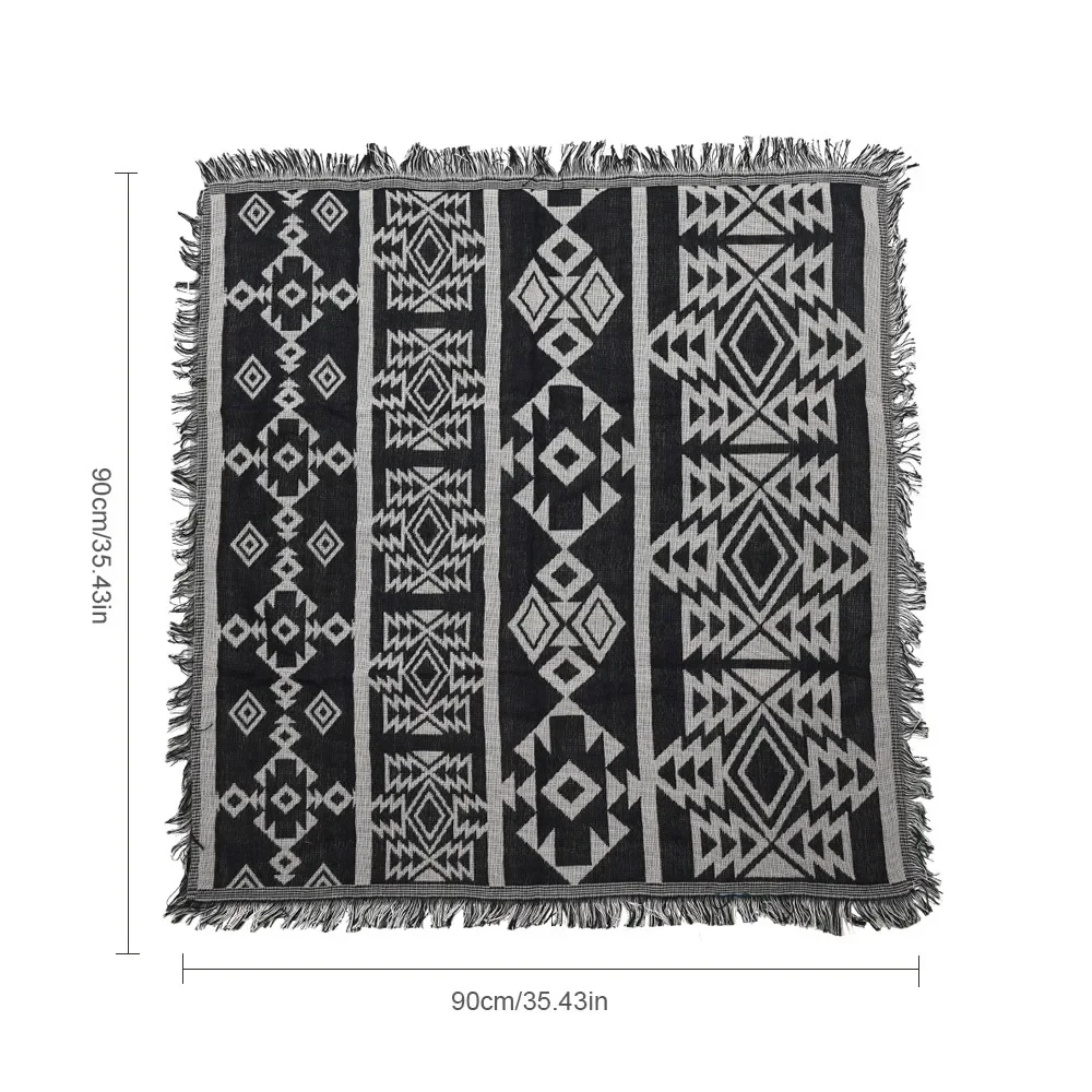 90x90cm Bohemian Plaid Blanket with Tassel for Sofa Bed Decorative Blankets Cotton Sofa Cover Throw Blanket - 3