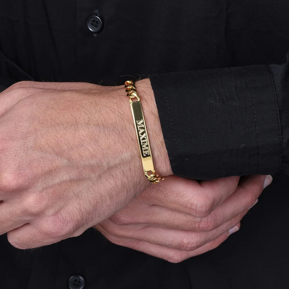 

Custom ID Bar Bracelet Bangle for Men Women Stainless Steel Custom Name Bar Bracelet Personalized Birthday Gift