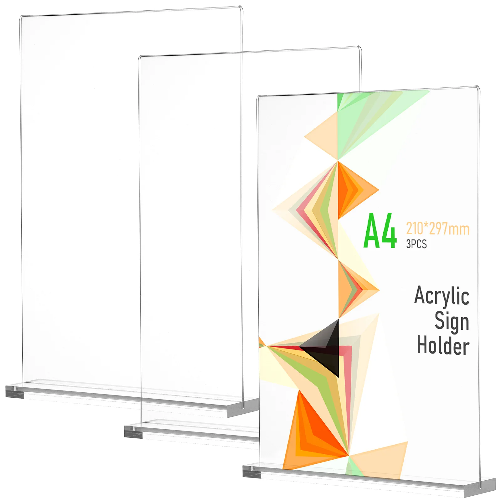 

3 Pcs Show Rack A4 Acrylic Table Card Sign Stand Holder Holders Brochure Display Stands