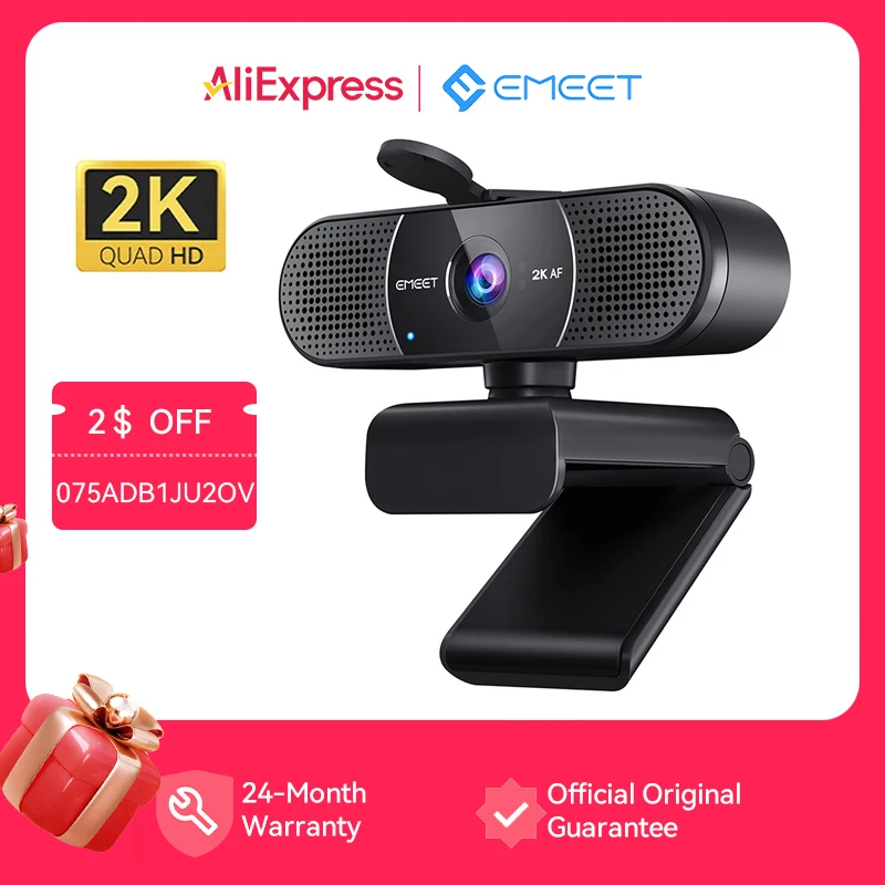 PC Webcam 2K Autofocus Mini Camera With Dual Mics For Laptop Computer Youtube Zoom VideoCall