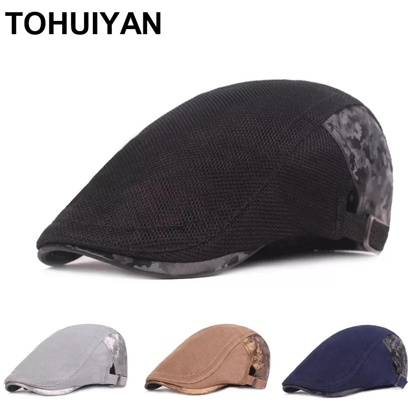 

TOHUIYAN Women Newsboy Caps Summer Breathable Mesh Golf Hats Fashion Gorras Planas Ivy Cap Streetwear Boinas Peaked Hat For Men
