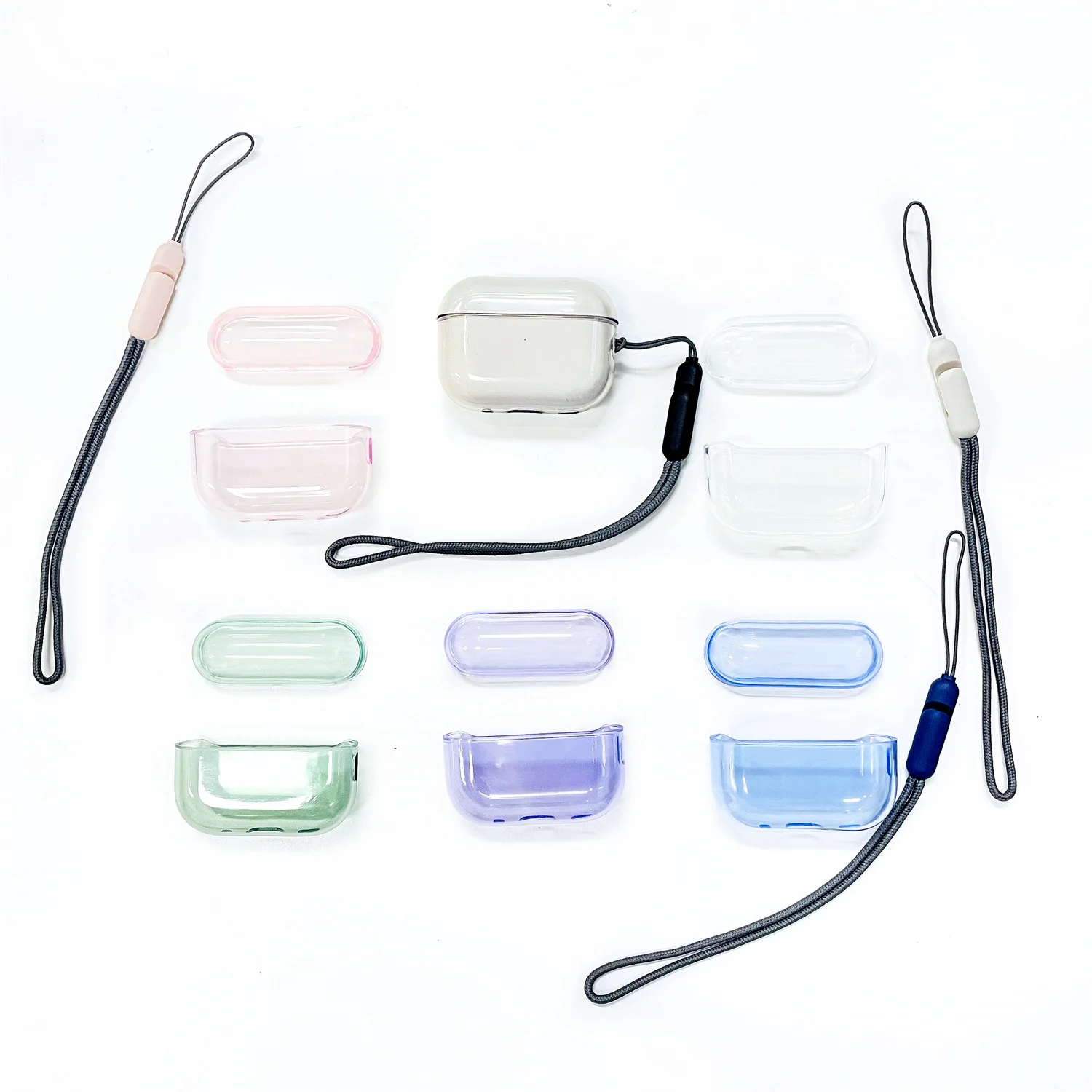 Transparent Soft TPU Airpods Pro 2 Earphone Case with Lanyard Strap