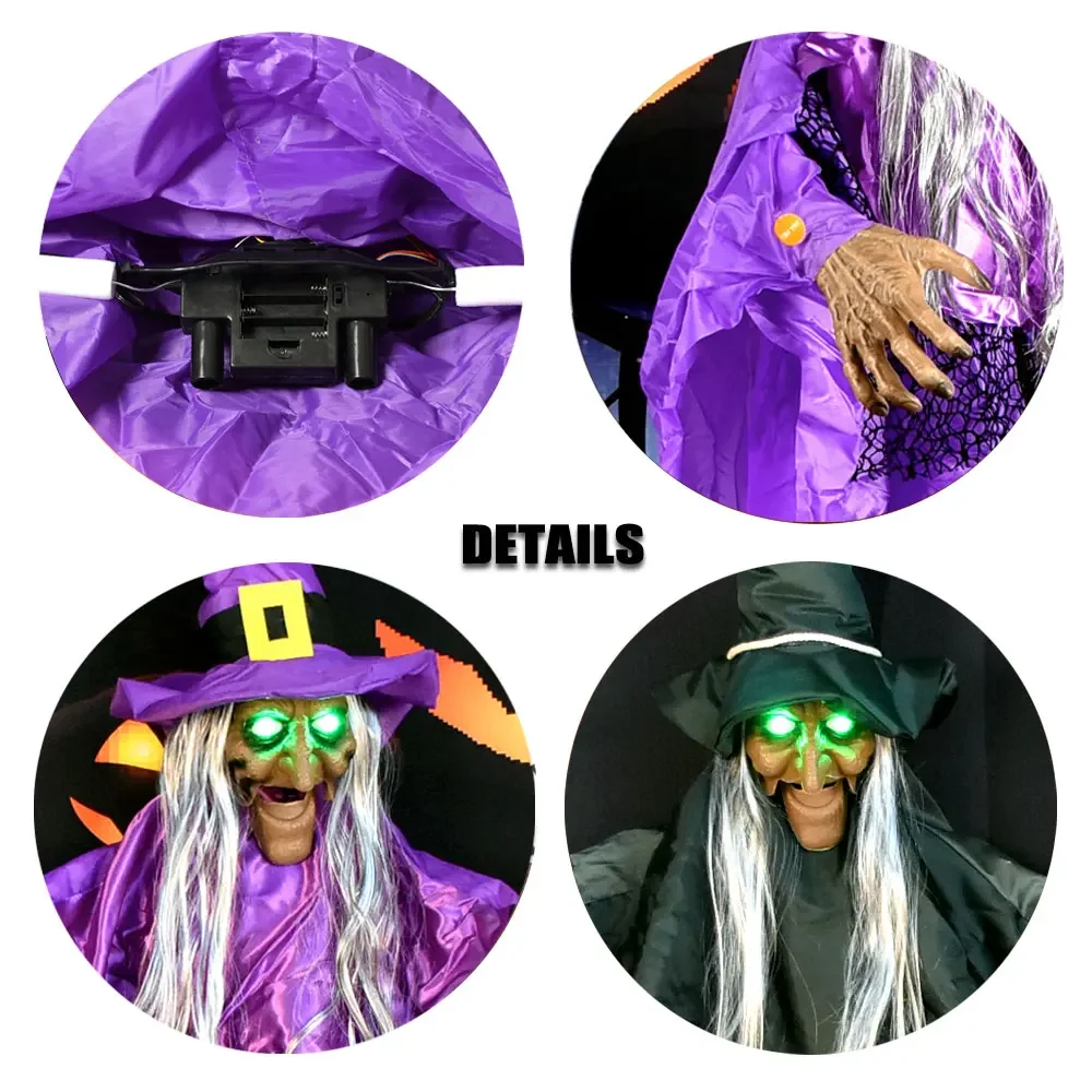 Hanging Animated Talking Witch with Light-up Eyes for Halloween Haunted House Party Prop D&eacute;cor Halloween Outdoor Yard Decoration