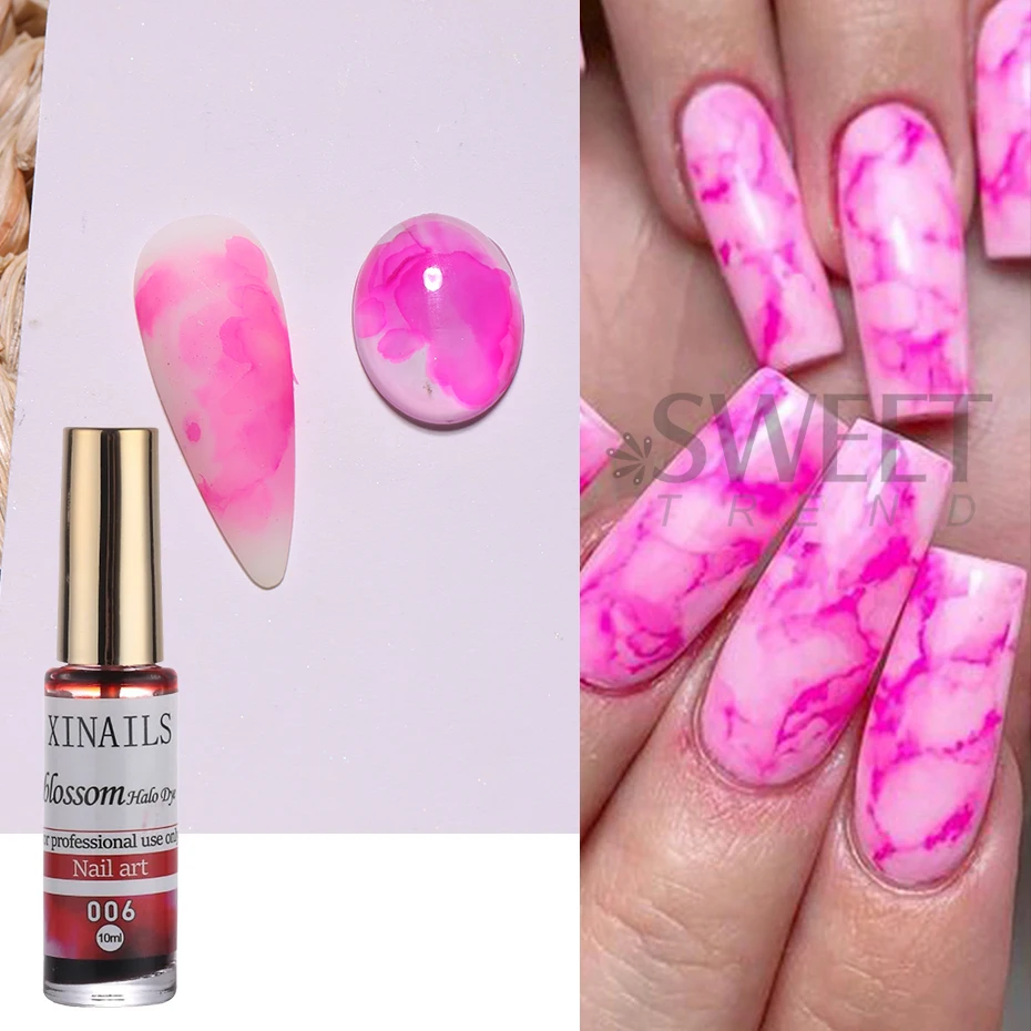 10 Bottle Blooming Watercolor Ink Nail Polish Kits 10ml Blossom Gradient Nail Liquid Soak Off Colorful Smudge Bubble Gel Varnish