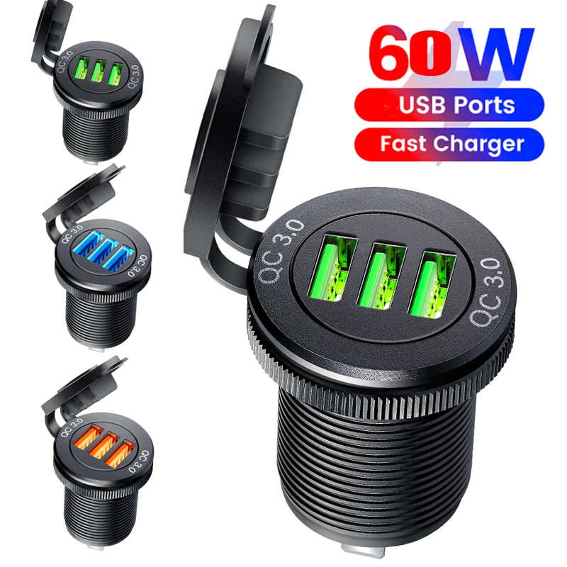

Built-in 12v sockets porta usb automot socket outlet usb c charger adapter Fast Charge Power for 12V-24V Motorcycle Boat Marine