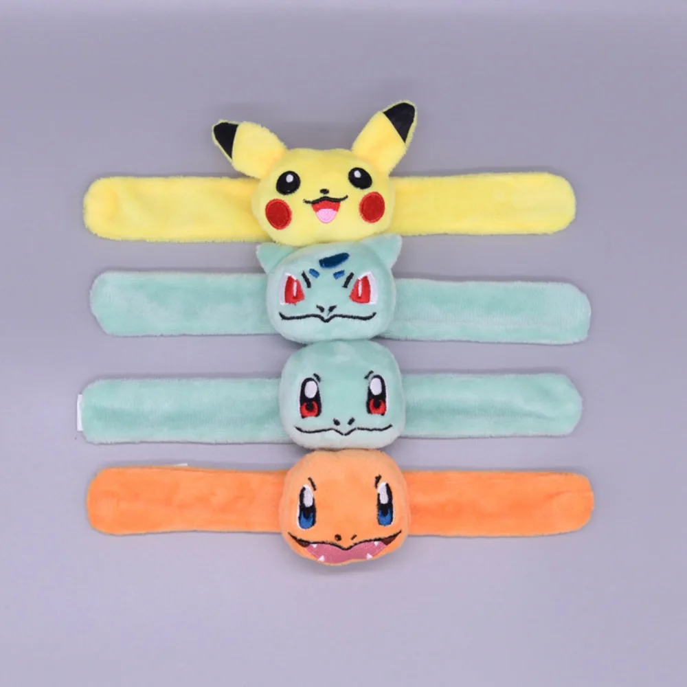 Pokemon Pikachu Anime Clap Ring Bracciale Peluche Per Bambini Action Figures Charmander Creative Snap Rings Boy Girl Birthday Gift