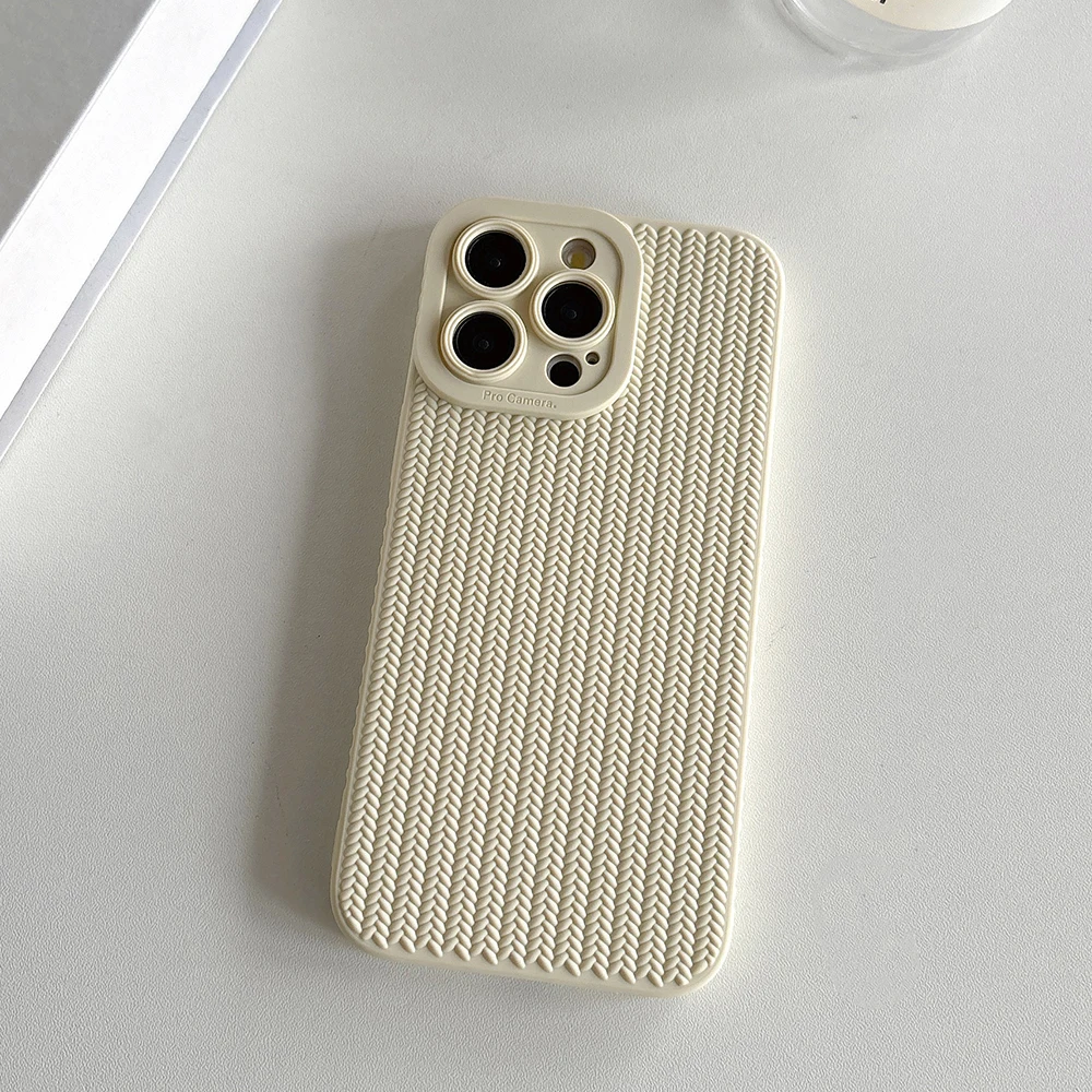 Elegant Fine Hole Woven Pattern Silicone Phone Case with Full Camera Protection & Shockproof Soft Bumper Cover